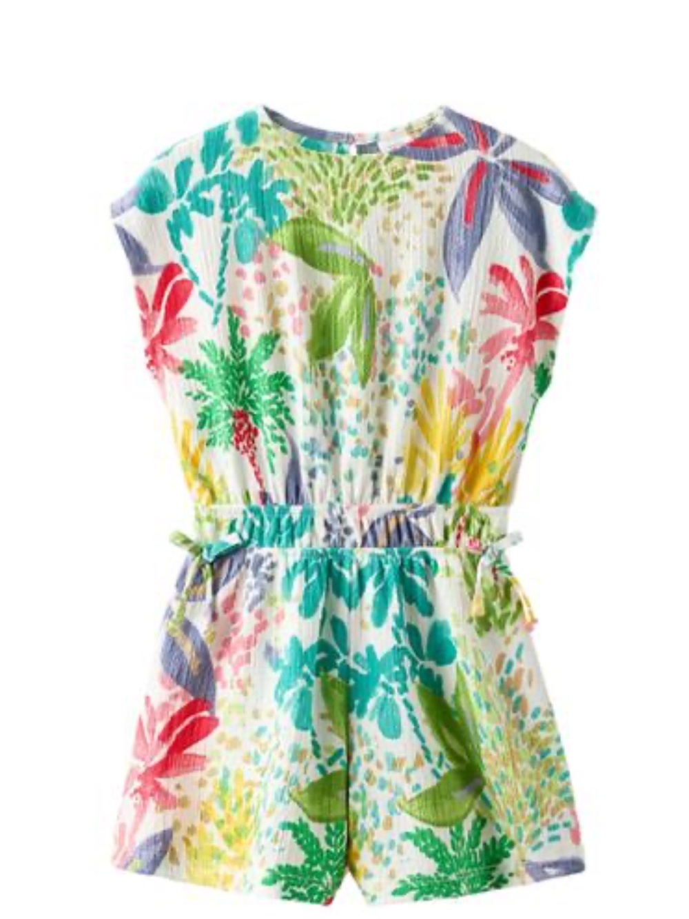 Zara Multicolor Tropical Print Short Jumpsuit
